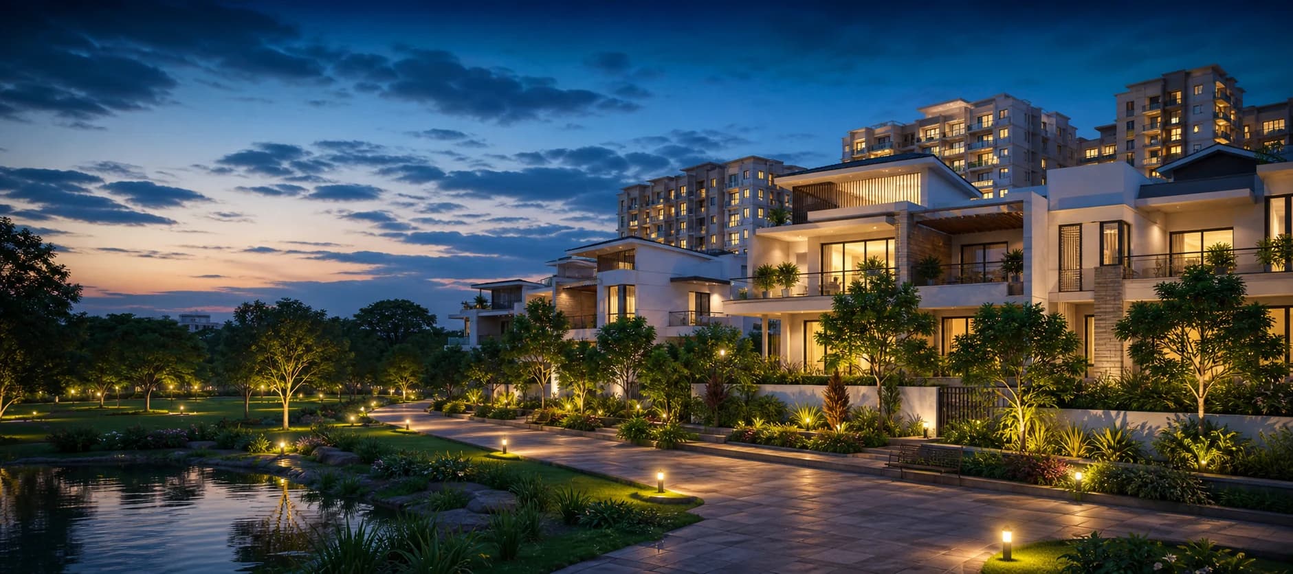 Premium residential neighbourhood at twilight