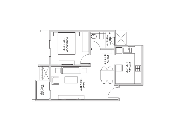 Birla Trimaya 1 BHK Floor Plan