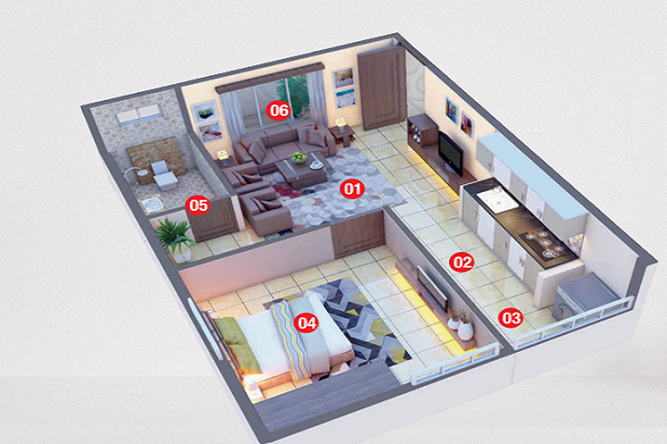 Neeladri Sarovaram 1 Bhk Floor Plan