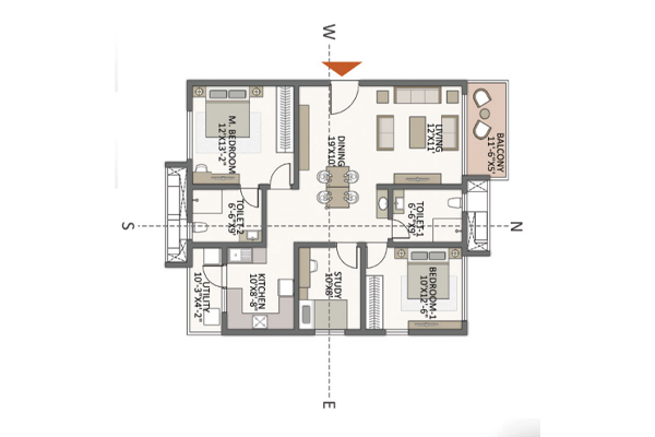 The Prestige City Hyderabad 2 BHK Floor Plan