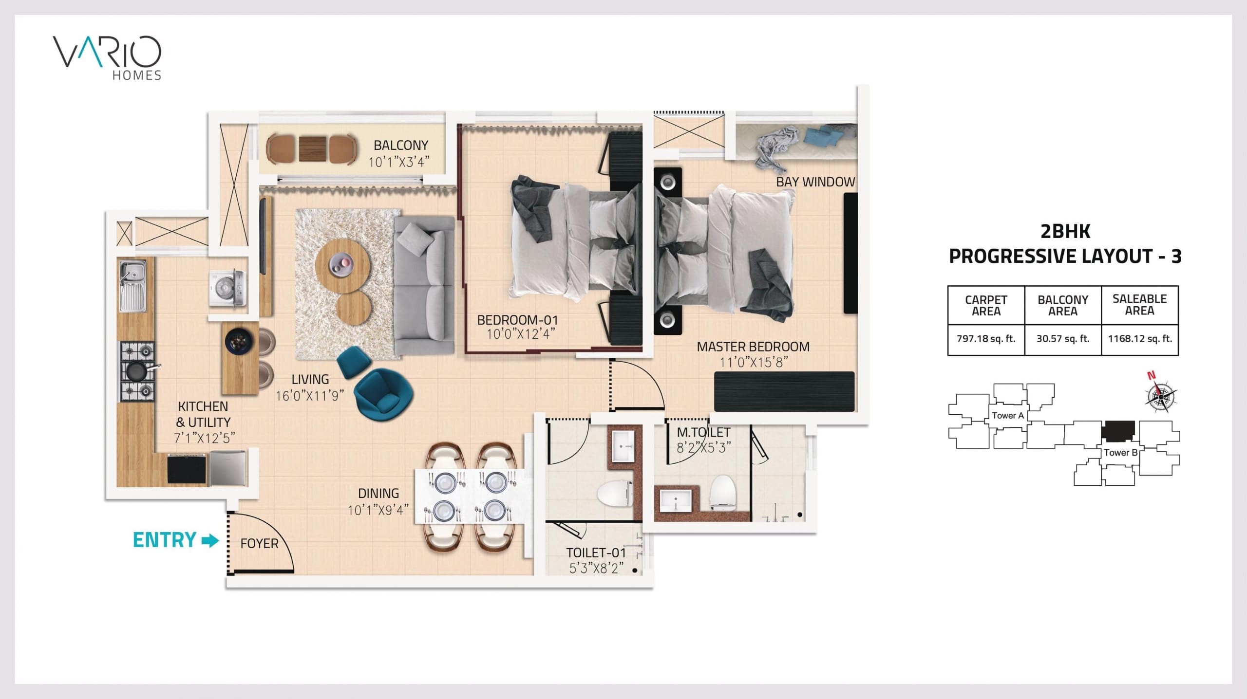 Vario Homes @Karle Town Centre 2 BHK Floor Plan