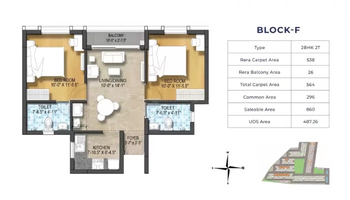 harmony at TVS Emerald Green Enclave 2 bhk floor plan