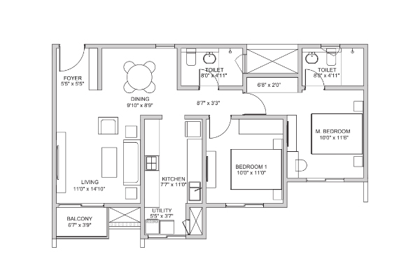 Birla Trimaya 2 BHK Floor Plan