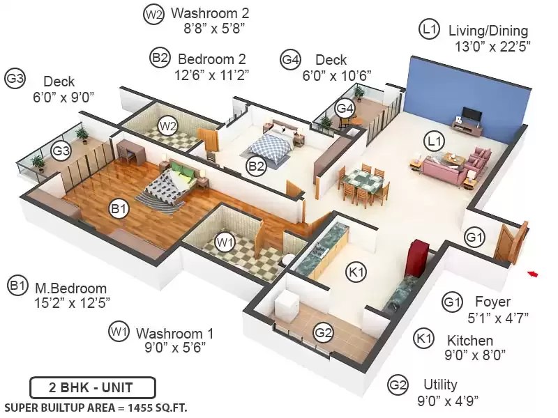 Tvs Emerald Aaranya 2 Bhk Floor Plan