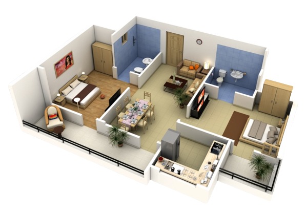 Vaswani Menlo Park Apartments  2 BHK Floor Plan