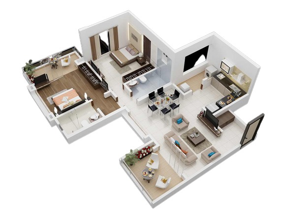 2 bhk Floor Plan of Vaswani Menlo Park Apartments