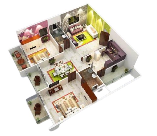 Vaswani Menlo Park 2 bhk floor paln bigger dimension