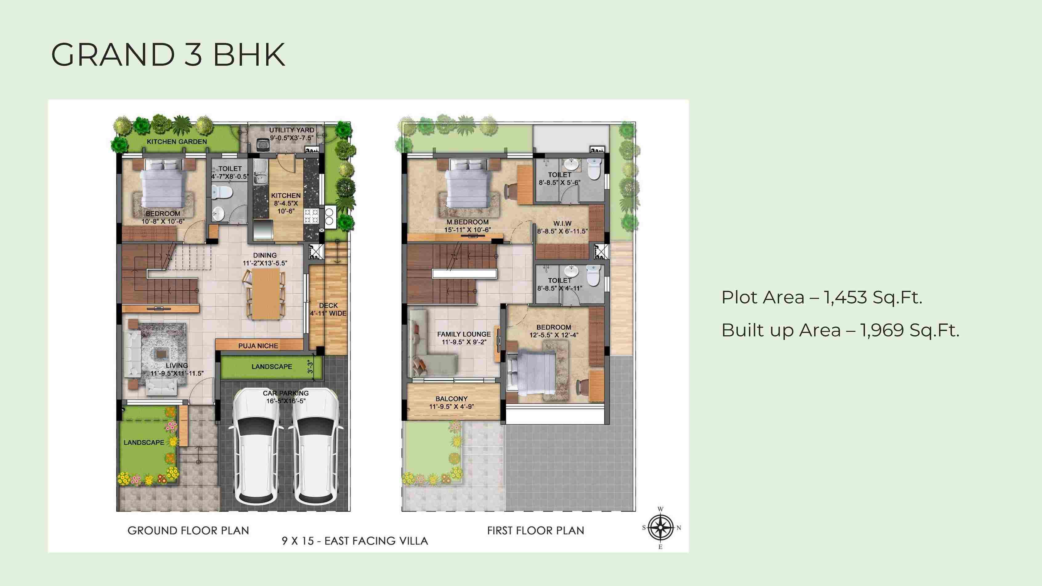 Tvs Emerald Aaranya 3 Bhk Floor plan