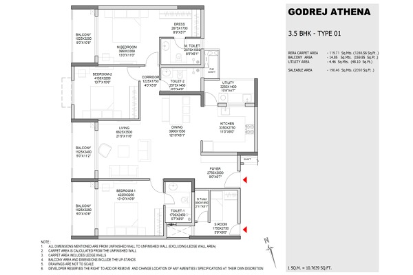 Godrej Athena 3.5 BHK Floor Plan