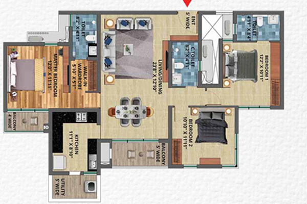 TVS Emerald Isle of trees 3 BHK Floor plan