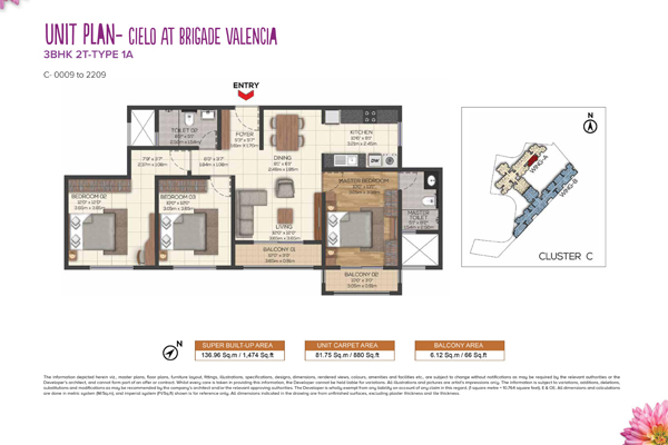 brigade valencia 3 bhk flaoor plan