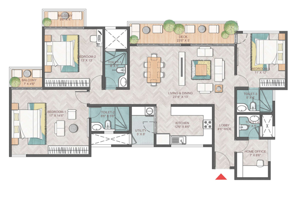 Prestige Park Grove 3 BHK Floor Plan