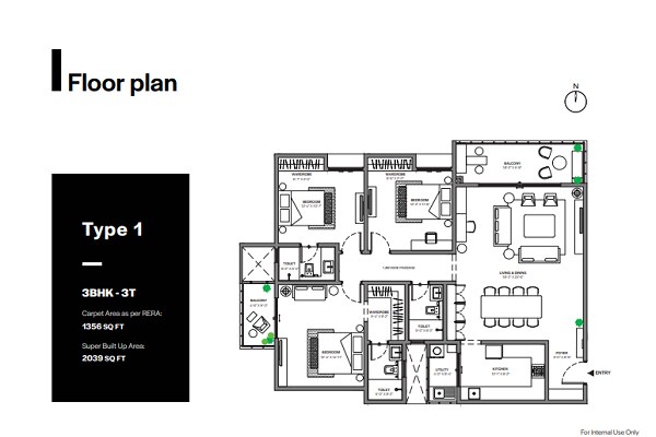 Assetz Bloom & Dell 3 BHK Floorplan