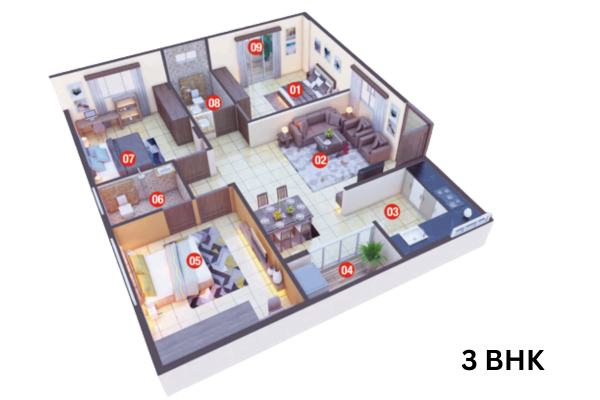 Neeladri Sarovaram 3 BHK Floorplan