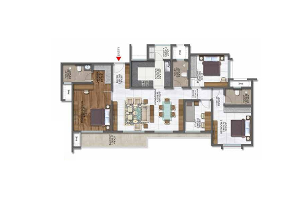 Brigade Sanctuary 3 BHK Floor Plan