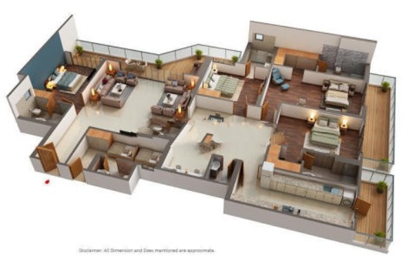 l and t raintree boulevard 3 bhk floor plan