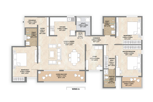 Mahindra zen 3.5 bhk floor plan