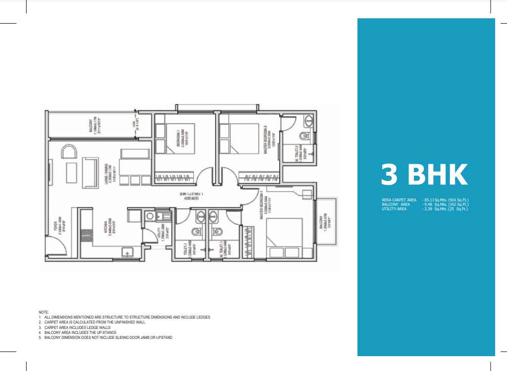 Godrej Splendour Phase 2 Floorplan of 3bhk