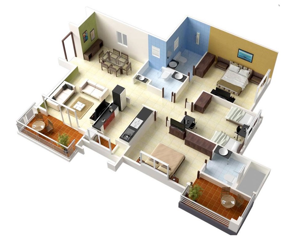 Prestige City 3 BHK Floor Plan of 1665 sq.ft