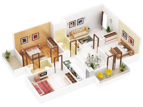 rohan upavan 3 bhk floor plan