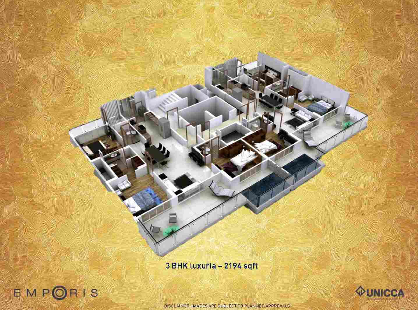 Unicca Emporis 3 BHK Floor Plan