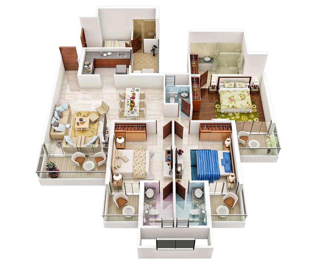 3 BHK Floor Plan Vaswani Menlo Park