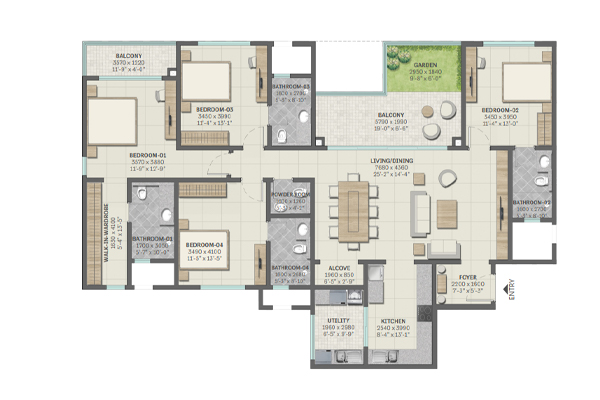 Sobha Neopolis 4 BHK Floor Plan