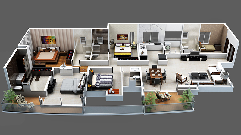 Prestige City 4 BHK Floor Plan