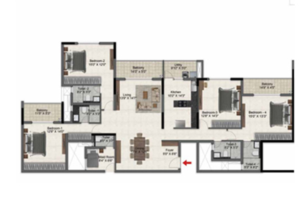 Prestige Glenbrook 4 BHK Floor Plan