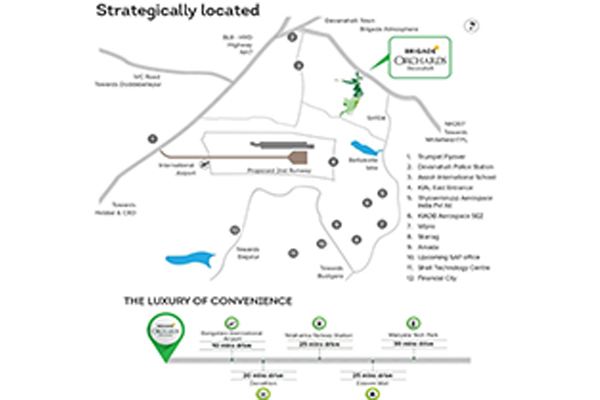 Brigade Orchards Apartment Location map