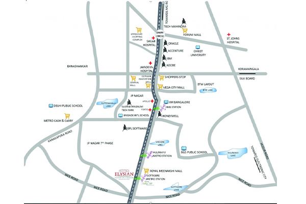 Prestige Elysian Location Map