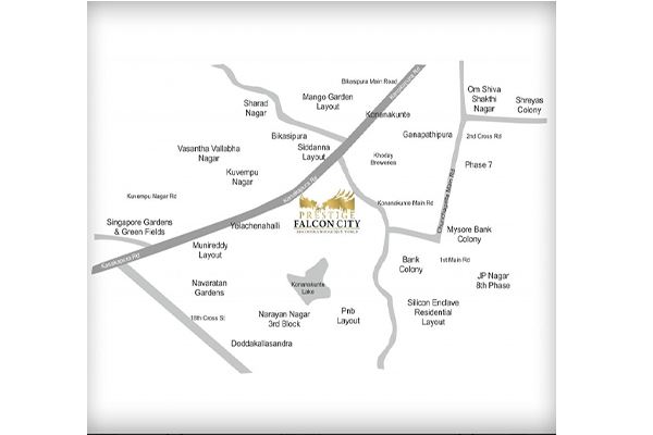 Prestige Falcon City Location Map