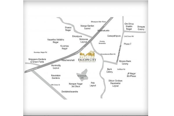 Prestige Falcon City Location Map