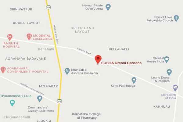 Sobha Dream Gardens Location Map