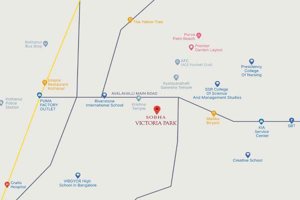 Sobha Victoria Park Location Map