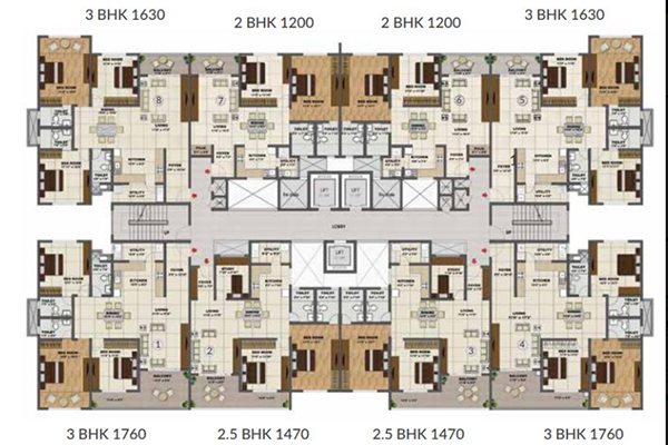 Shriram Chirping Woods Tower Typical Plan
