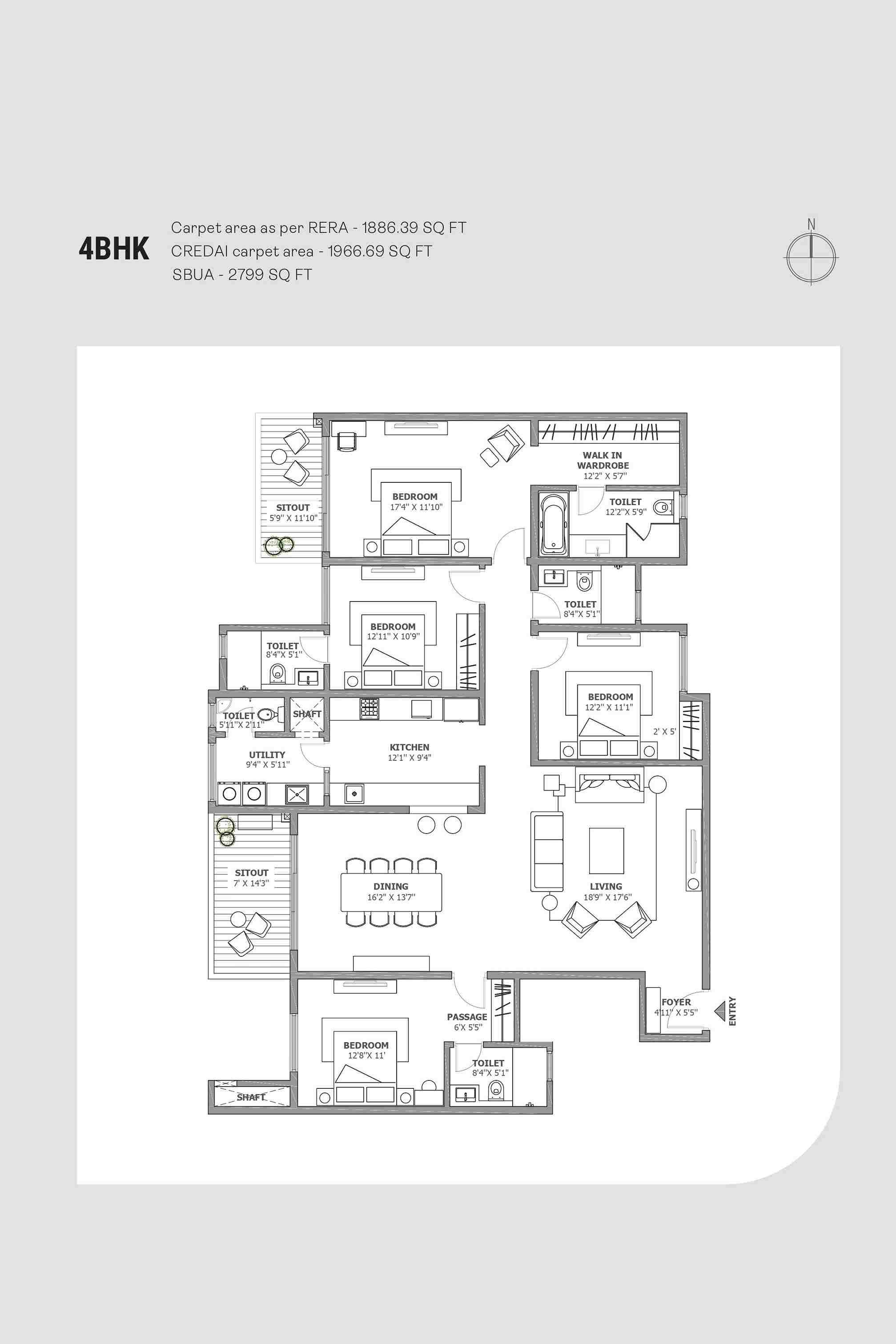 Assetz Soho & Sky 4 BHK Floor Plan