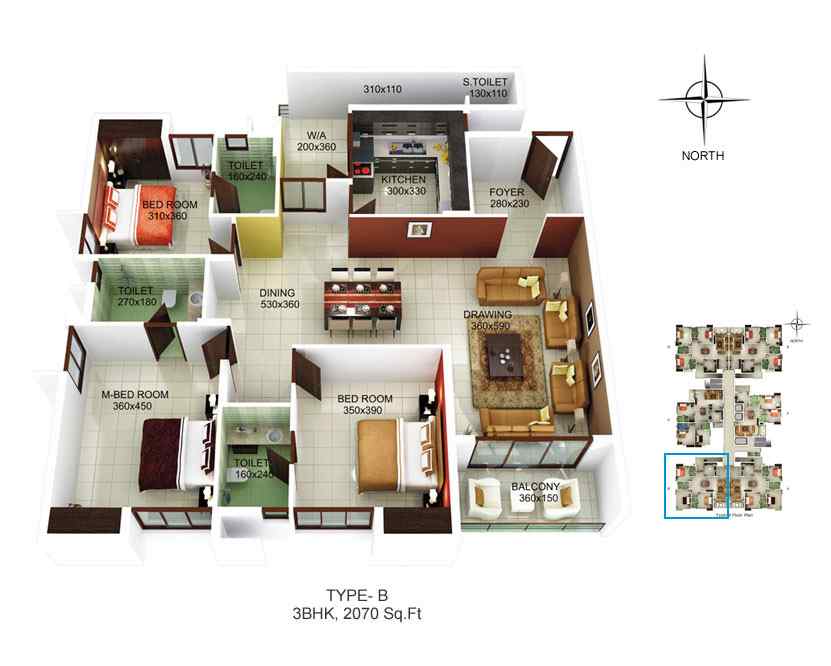 Vaswani Exquisite 4 BHK Floor Plan